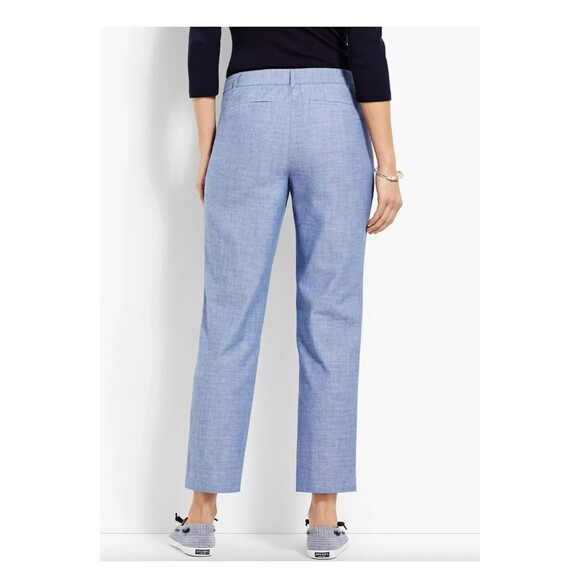 100% Linen Talbots Slim Ankle Blue Chambray Pants 6 - Picture 2 of 12